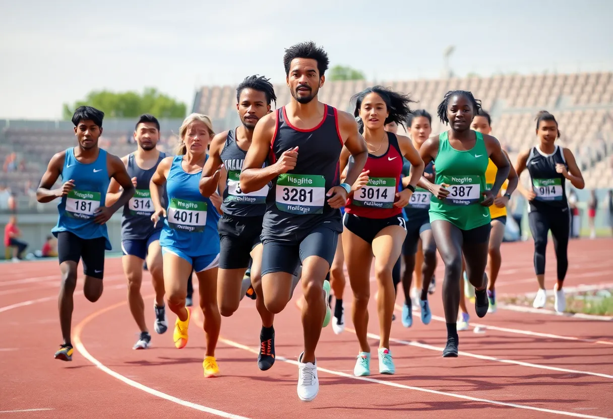 Diverse athletes participating in a track and field event representing inclusivity.