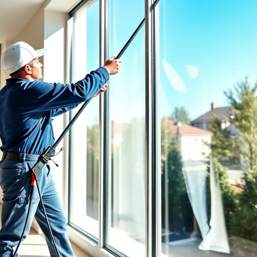 Technicians providing professional window cleaning services