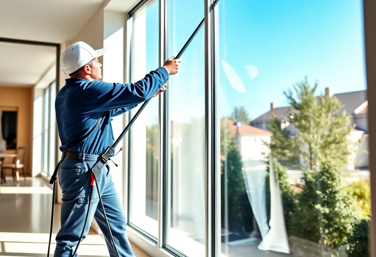 Technicians providing professional window cleaning services