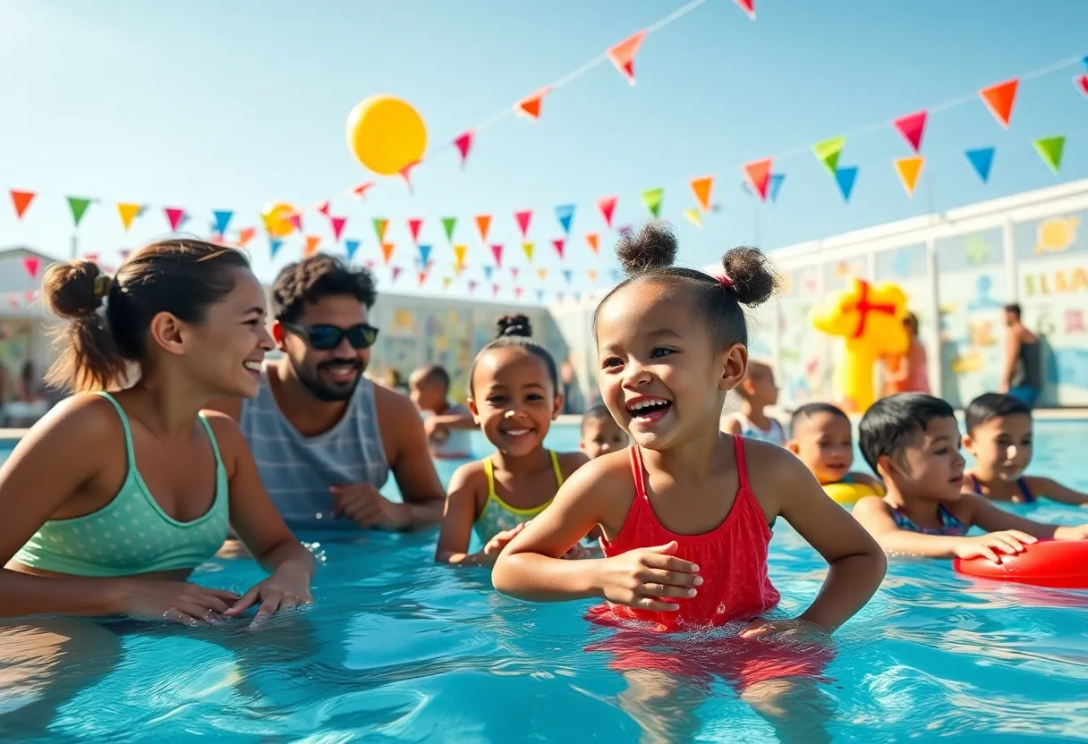 Families enjoying the ABLE Pool Party at Montanoso Recreation Center