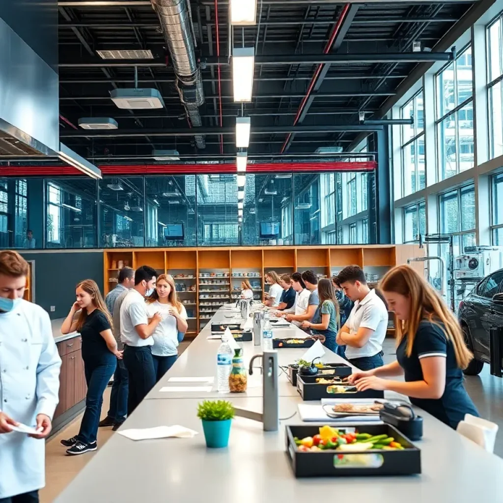 Students participating in culinary and automotive classes at ATEP