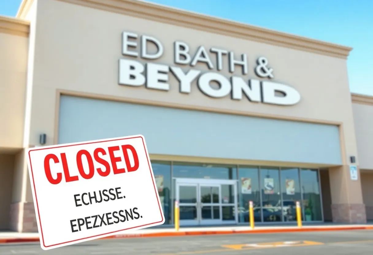 Bed Bath & Beyond store with a notice sign