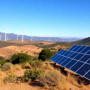 Sustainable landscape of California with renewable energy sources
