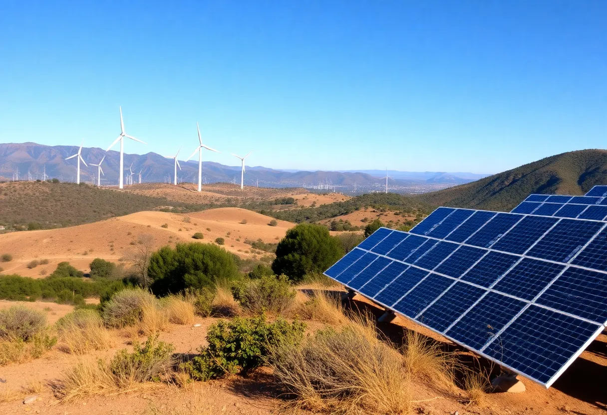 Sustainable landscape of California with renewable energy sources