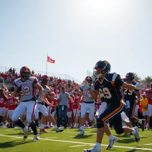 Players in action during a California high school football game.