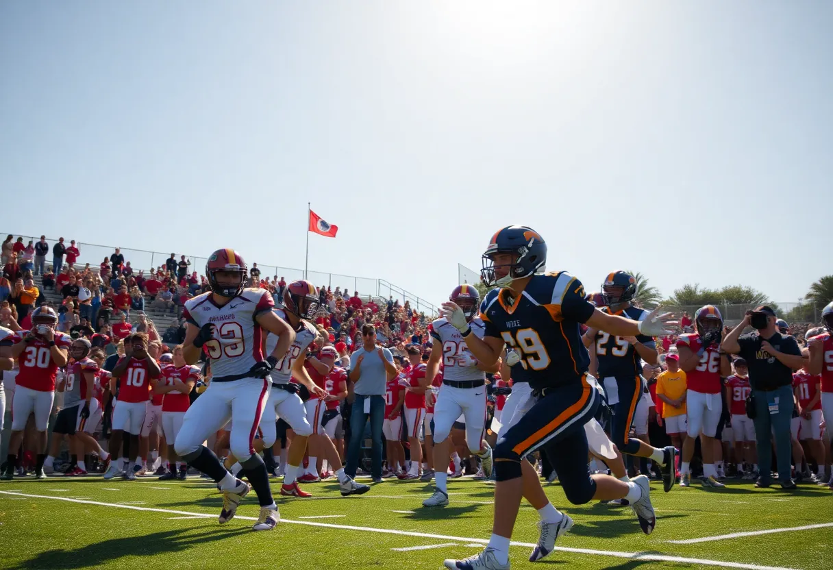 Players in action during a California high school football game.