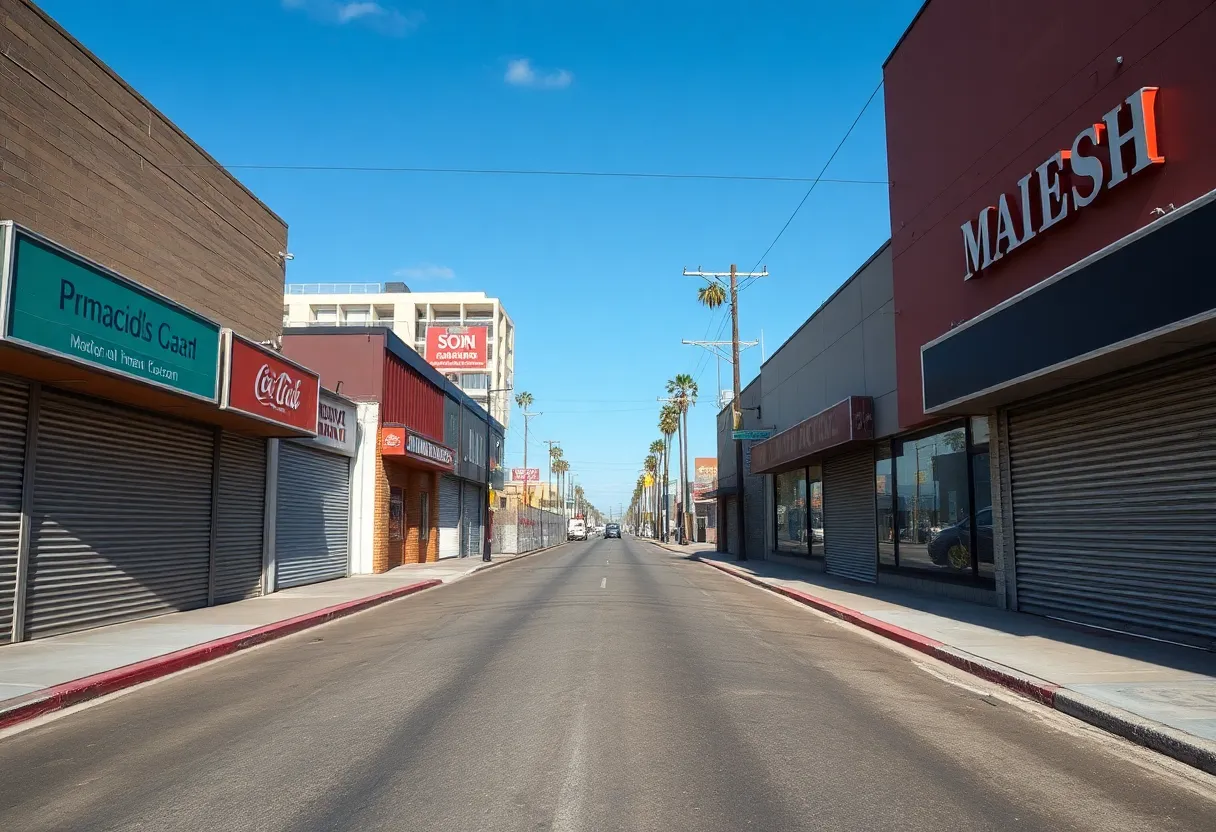 Empty streets in Los Angeles showing effects of immigration raids