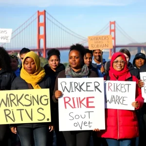 Diverse rideshare drivers advocating for union rights in California