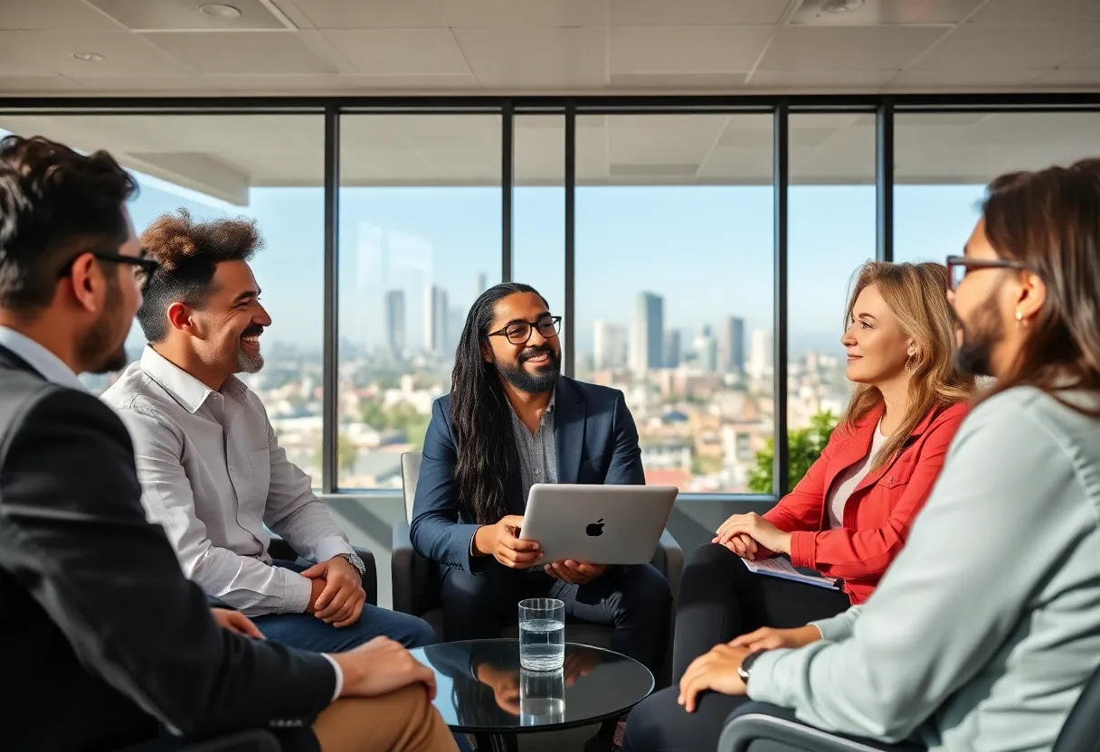 A team of small business owners in California discussing strategies
