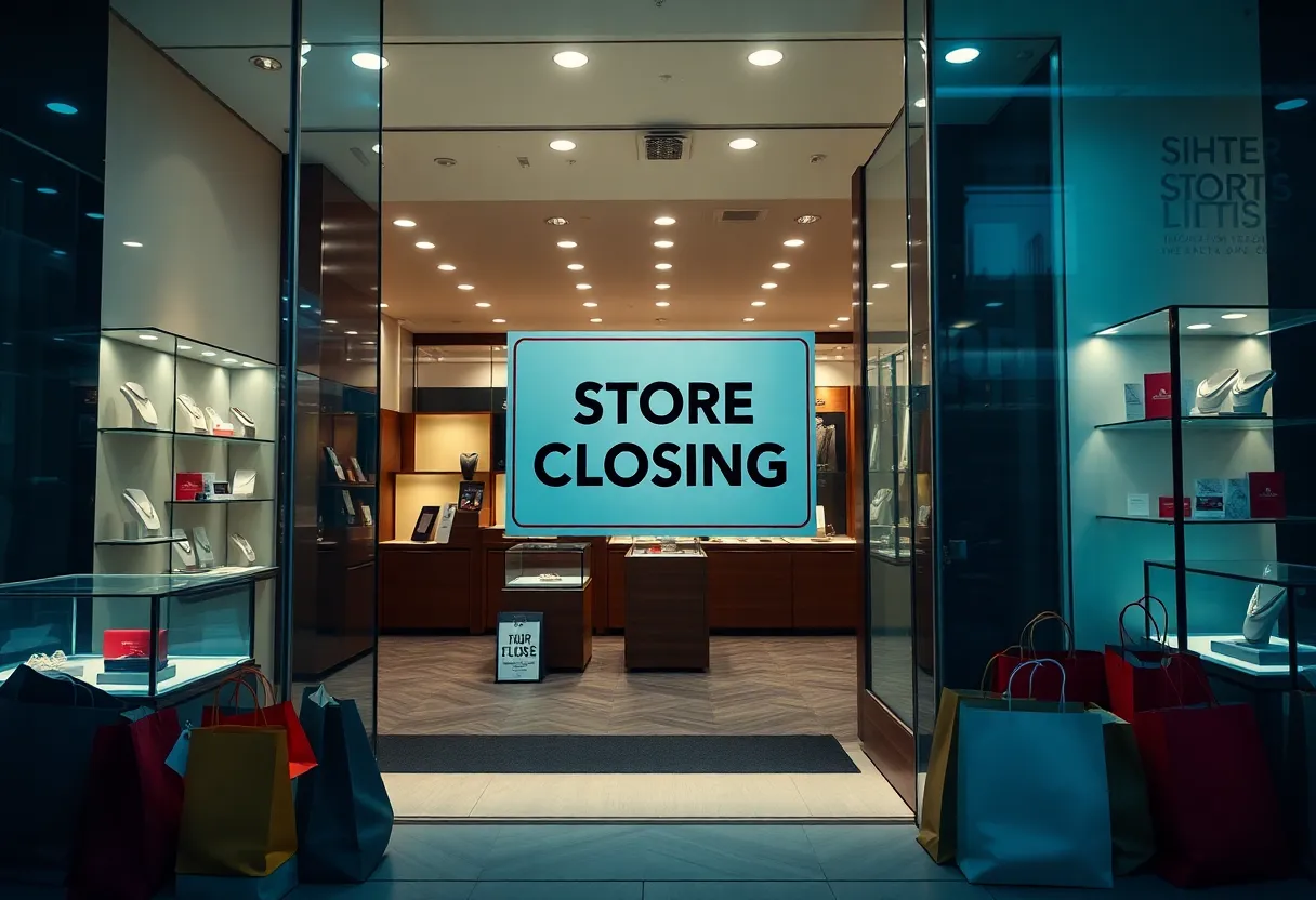 A Claire's store with a closing sale sign in front.