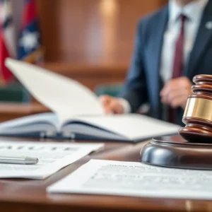 Depiction of a courtroom with legal focus, symbolizing corporate accountability.