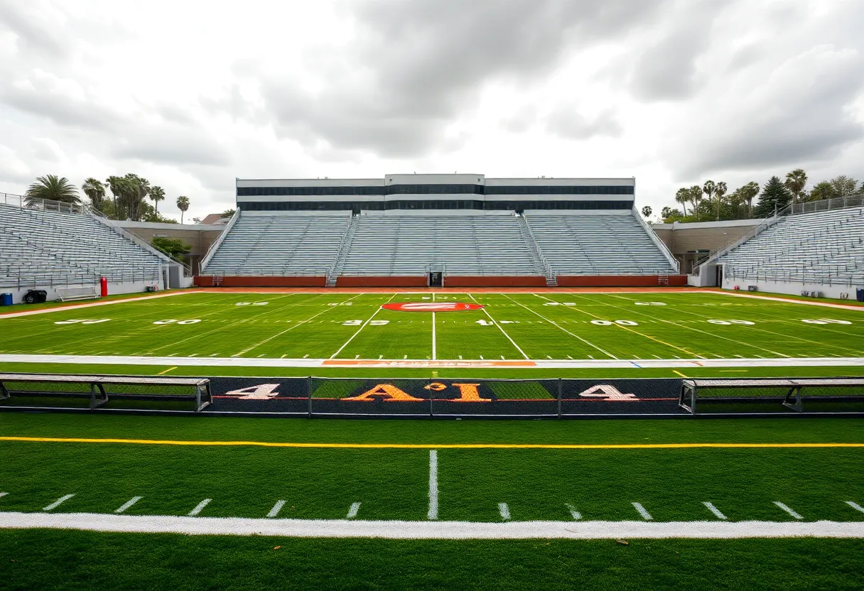 Bishop Montgomery High School football stadium during a game day