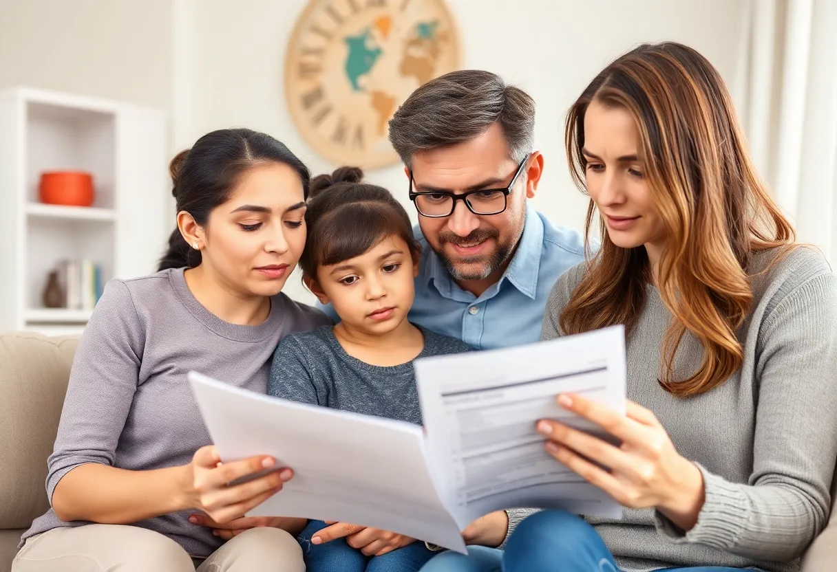 Family discussing health insurance options