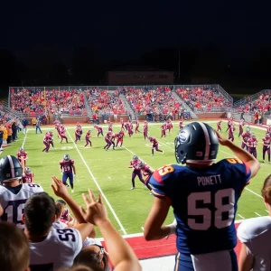 Players competing in a high school football game