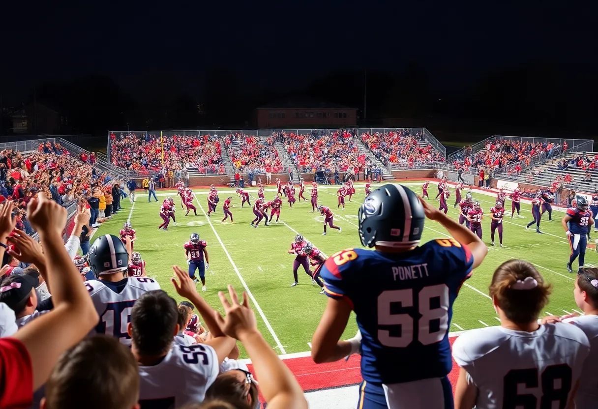 Players competing in a high school football game