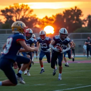 High school football players in California during a game