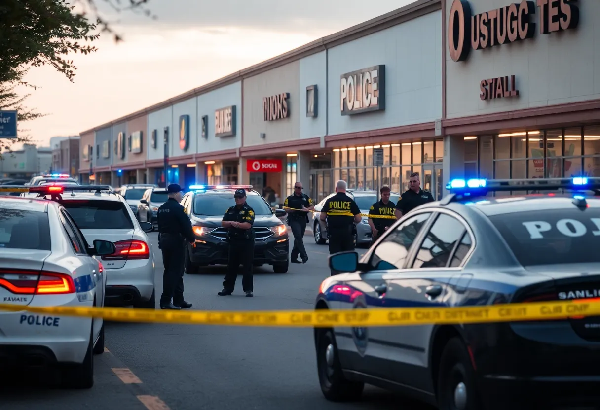 Police presence at a shooting incident in Lake Forest strip mall