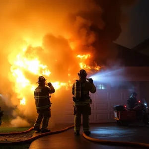 Firefighters responding to a garage fire in Mission Viejo, CA