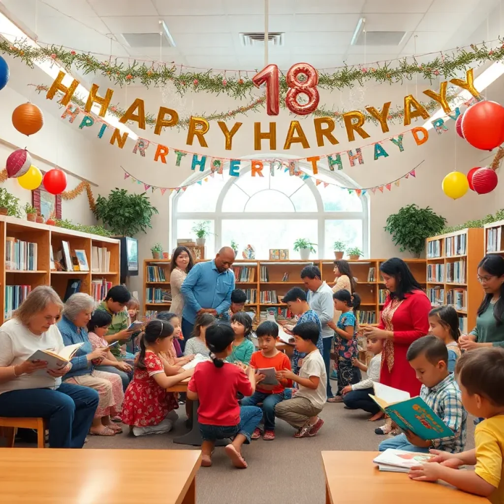 Families celebrating the 50th anniversary of Mission Viejo Library