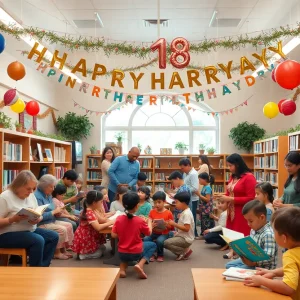 Families celebrating the 50th anniversary of Mission Viejo Library