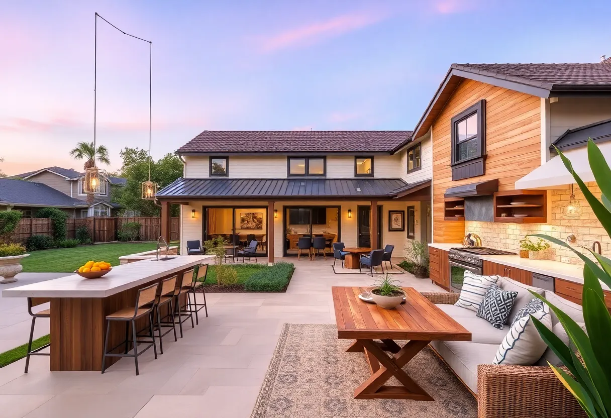 Exterior view of a modern farmhouse in Mission Viejo, California.