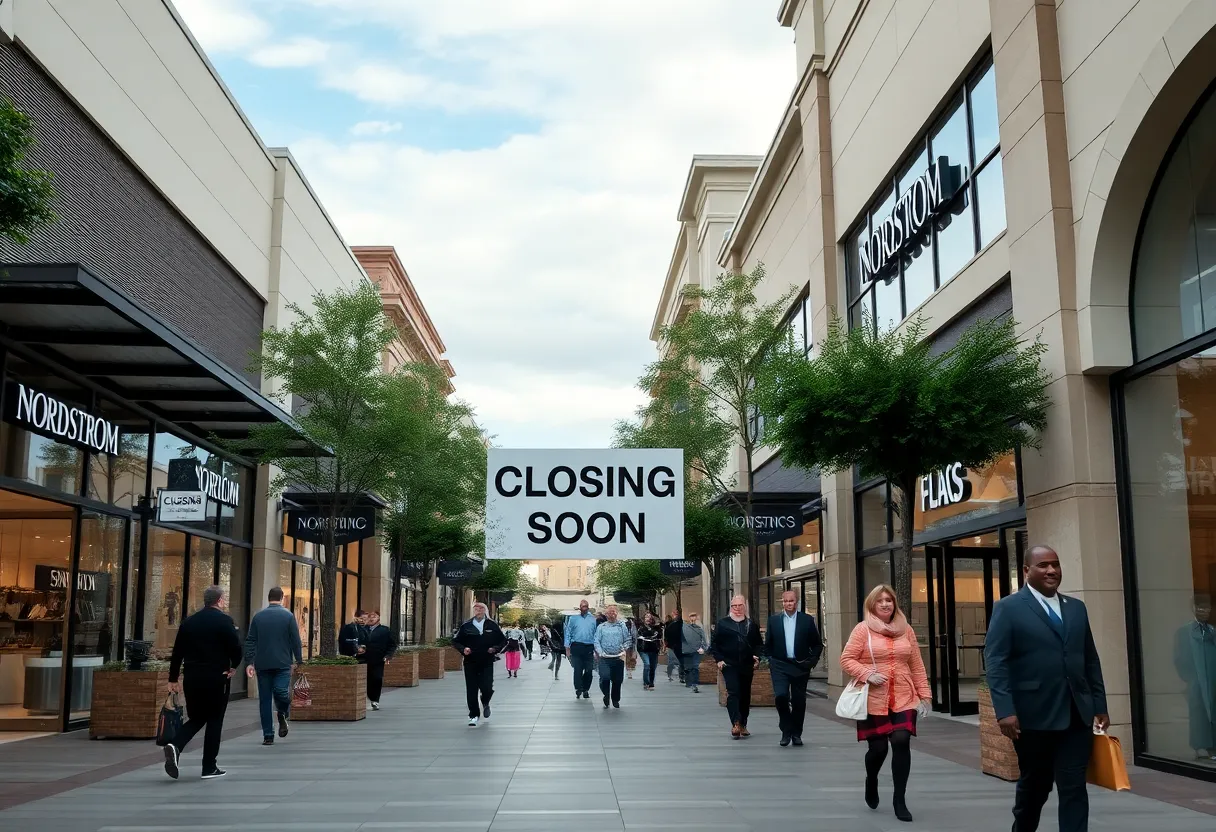 Nordstrom store at Santa Monica Place with a closing sign