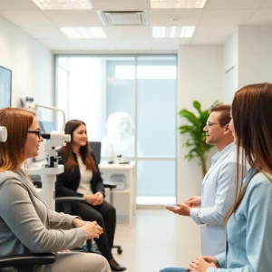Modern optometry practice with eye care equipment