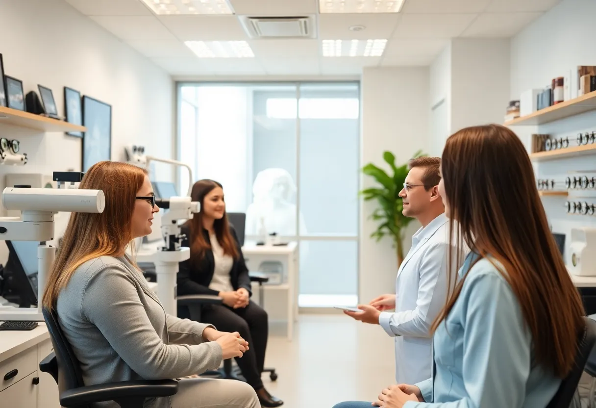 Modern optometry practice with eye care equipment