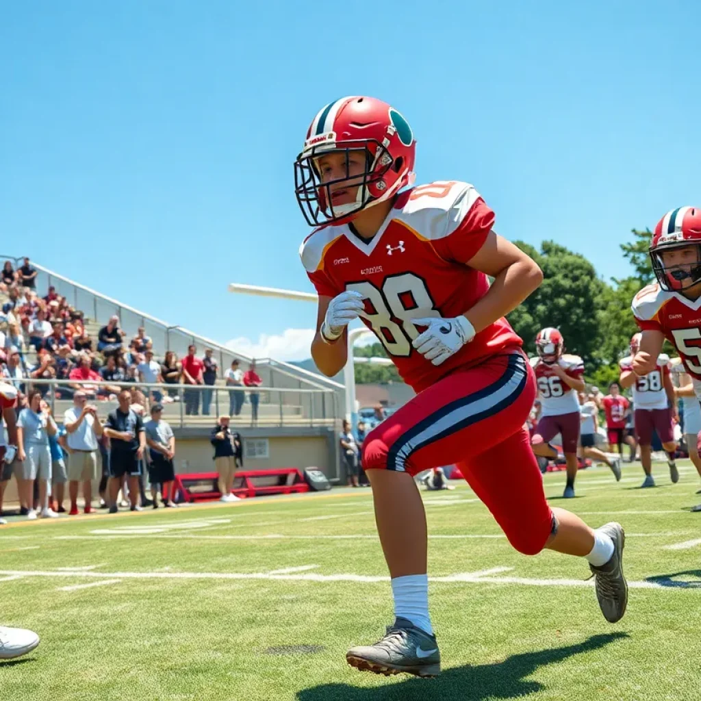 High school football players competing in Orange County