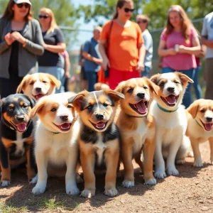 Rescued puppies enjoying a reunion at the animal shelter