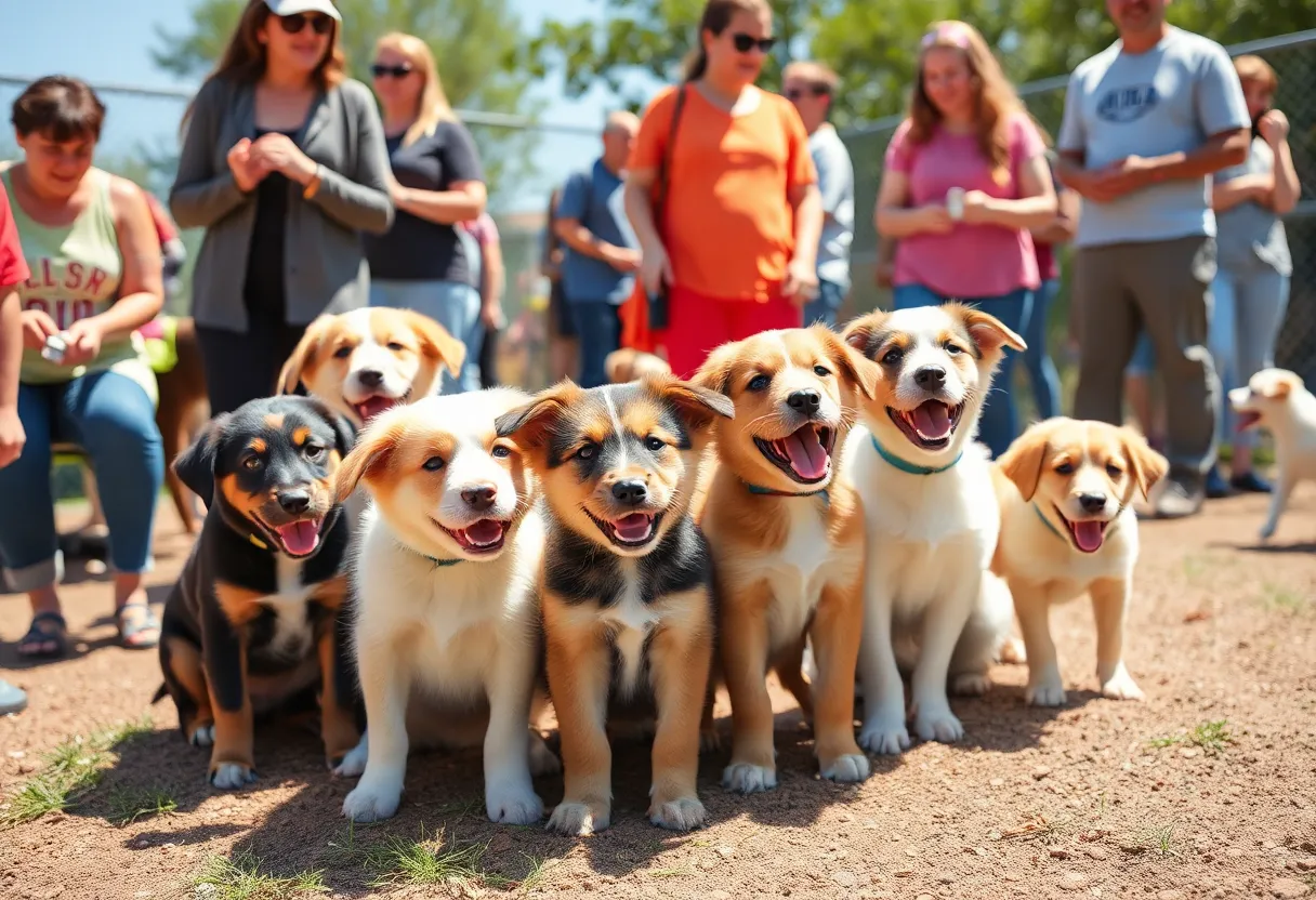 Rescued puppies enjoying a reunion at the animal shelter