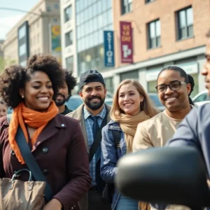 Rideshare drivers discussing unionization rights