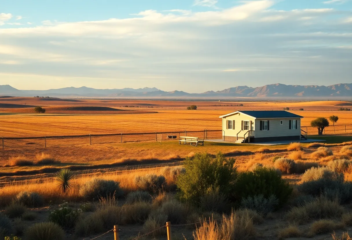 Rural landscape in California with a manufactured home