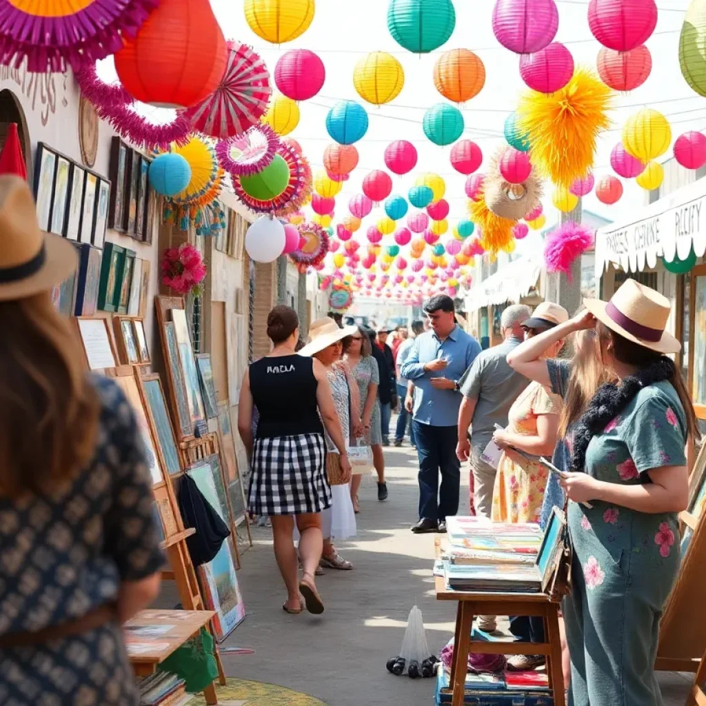 Sawdust Art Festival with artists and attendees in 1960s attire