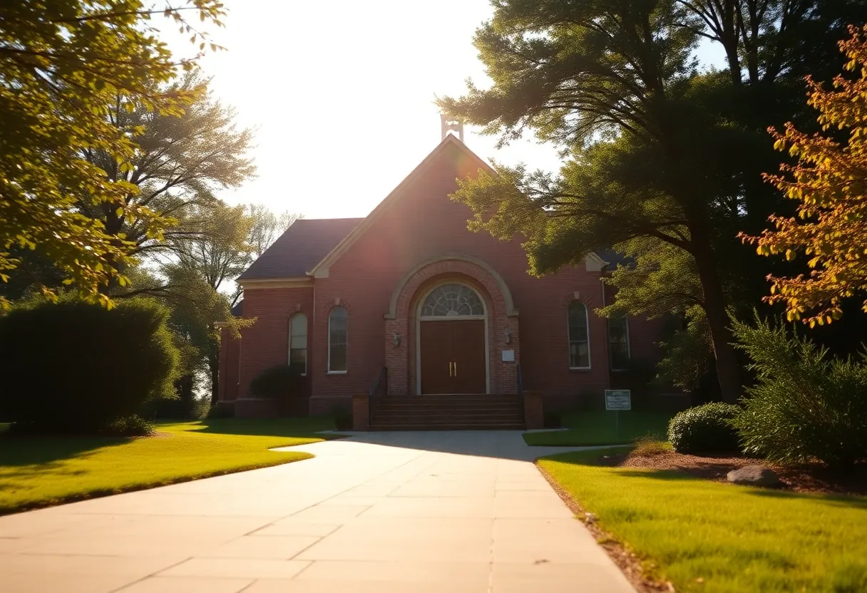 Church setting symbolizing community service