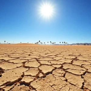 Desert landscape in Southern California during a heat wave
