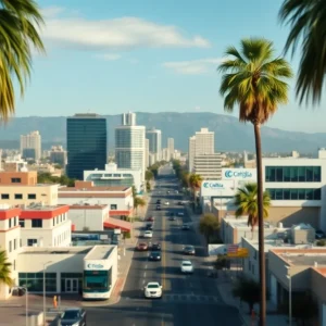 Overview of a Southern California city representing various employment sectors.