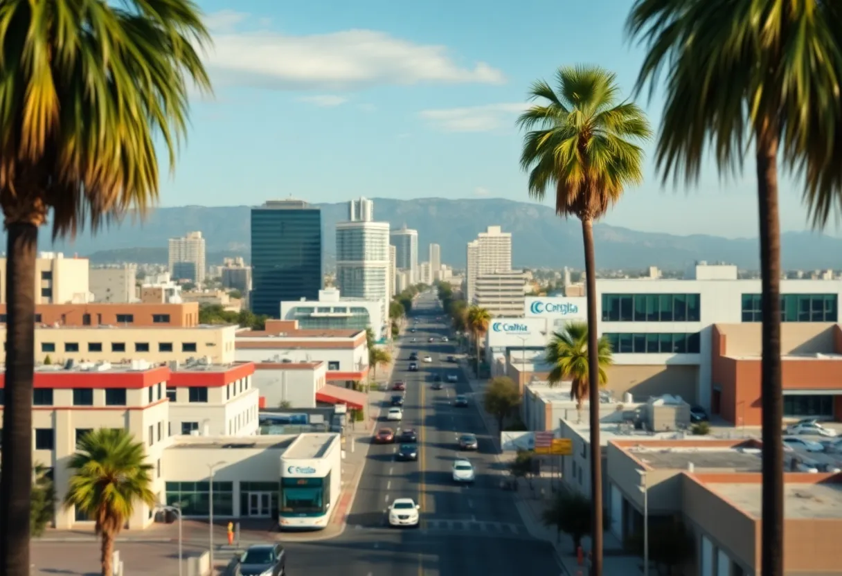 Overview of a Southern California city representing various employment sectors.