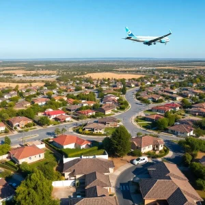 Aerial view of Southern California neighborhoods impacted by a fuel dumping incident.