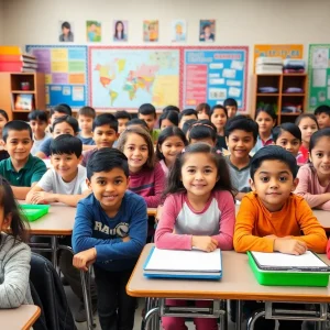 Students in a classroom getting ready for the new school year
