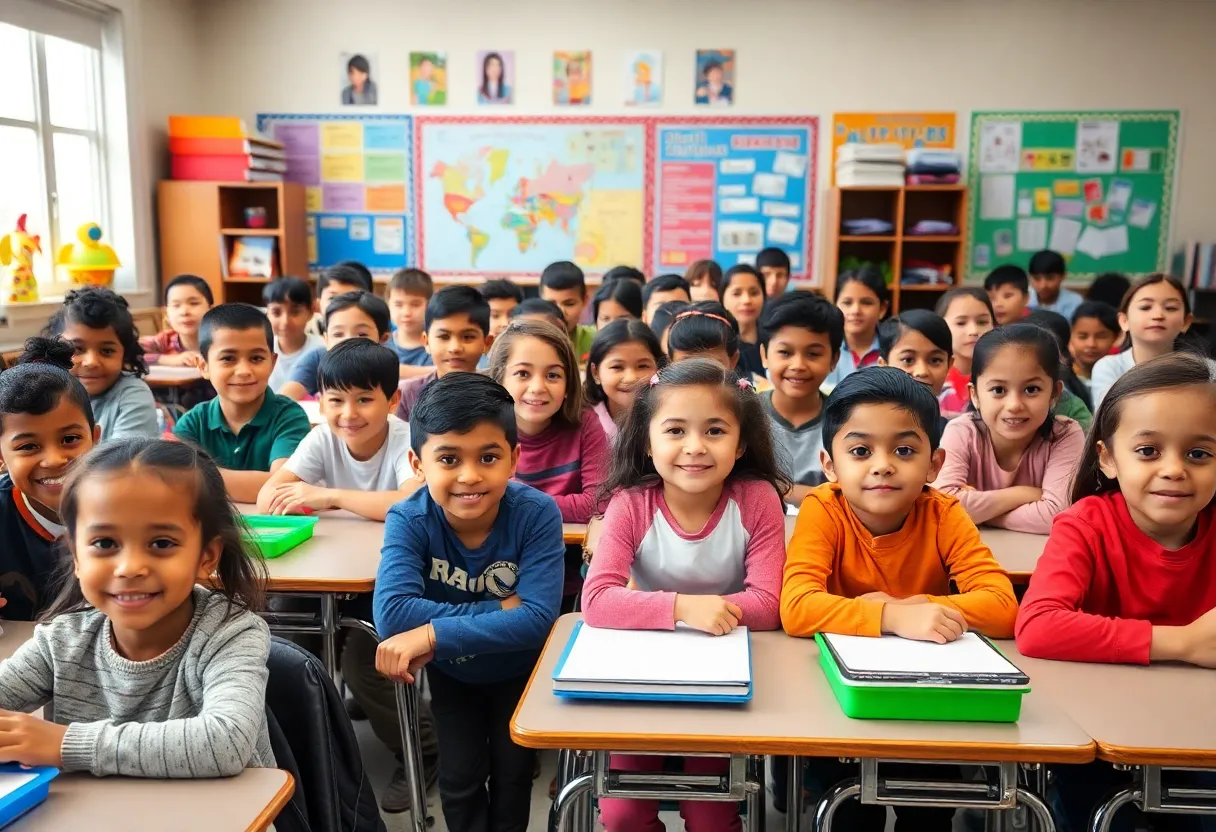 Students in a classroom getting ready for the new school year