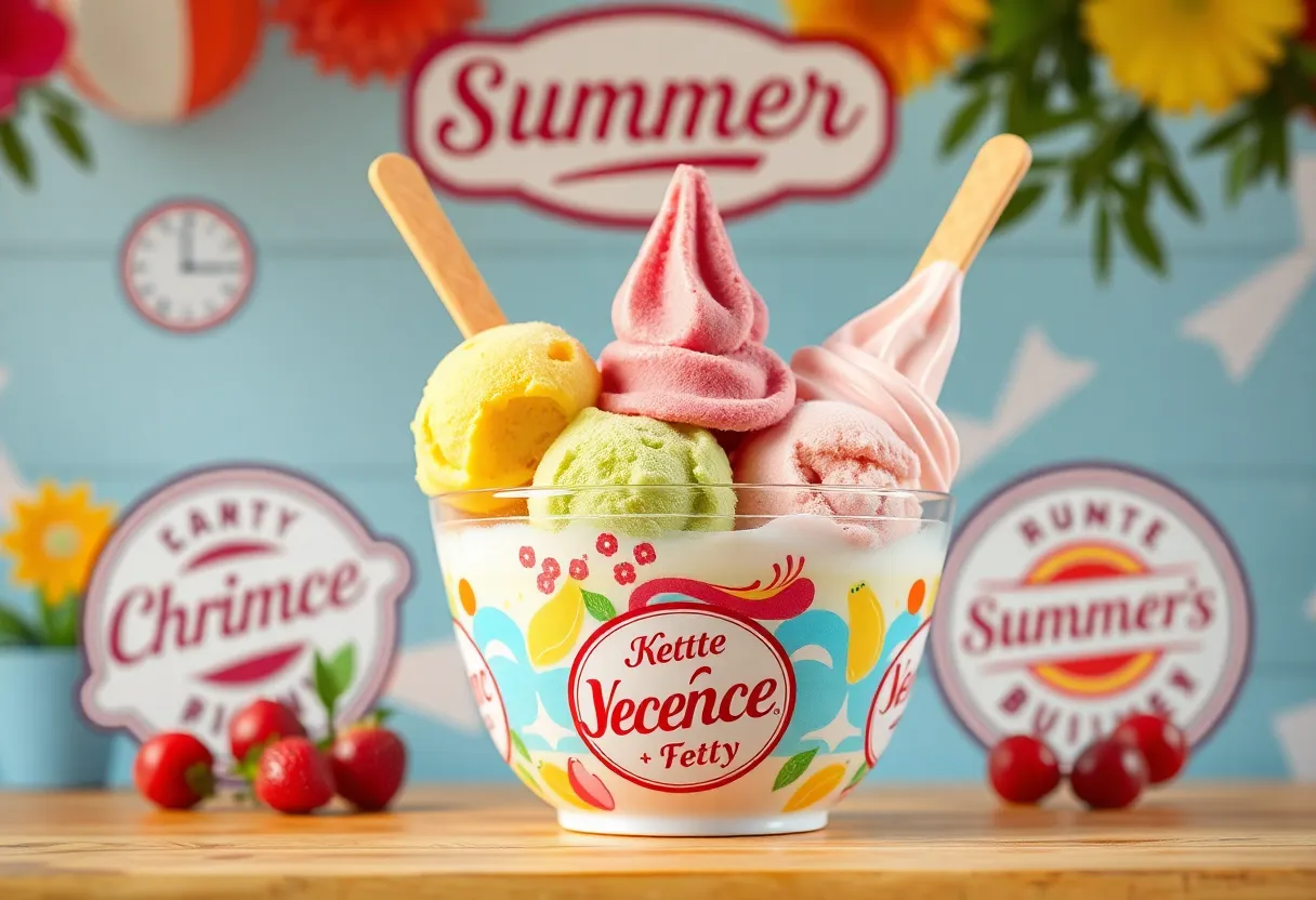 Bowl of Thrifty Ice Cream with various flavors