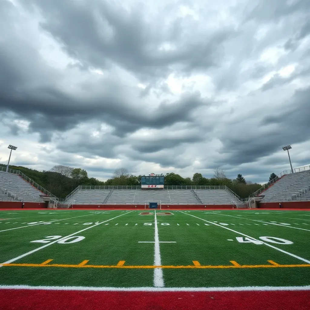 Empty football field at Bishop Montgomery High School