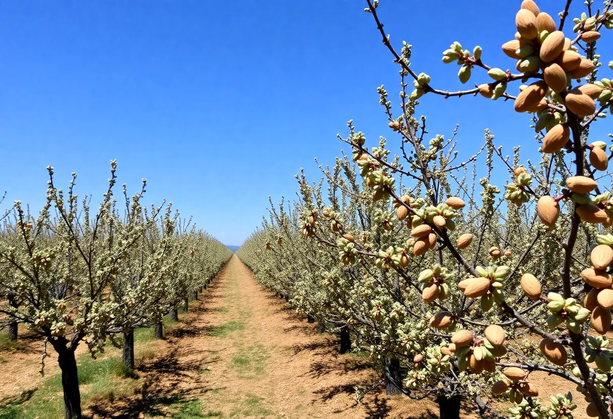 Almond orchard in California affected by tariffs