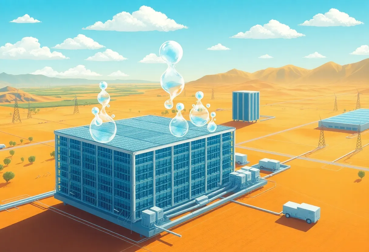 Illustration of data centers in California highlighting water use concerns