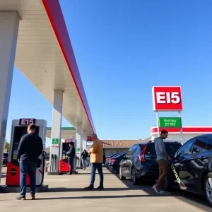 California gas station featuring E15 fuel pumps