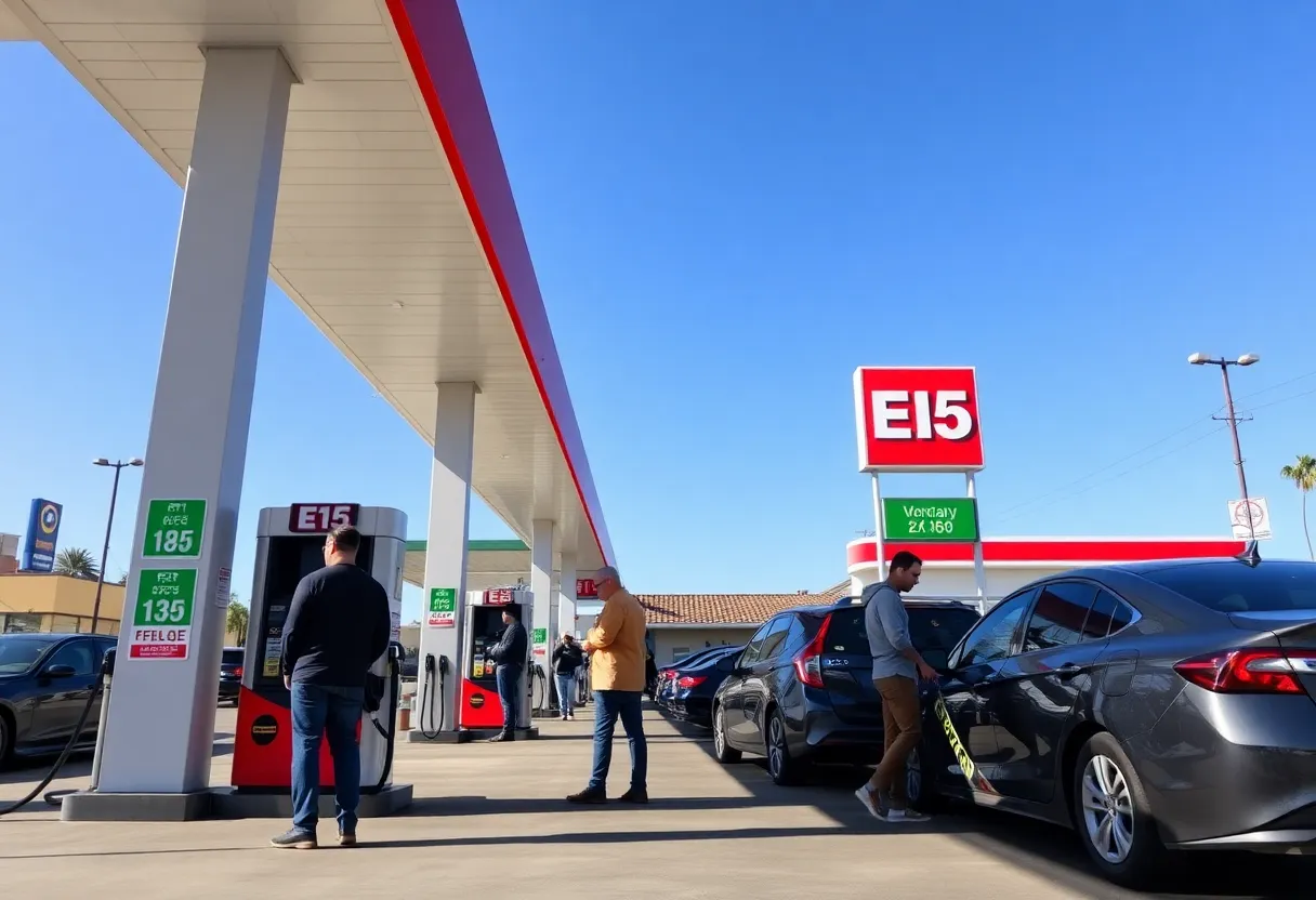 California gas station featuring E15 fuel pumps