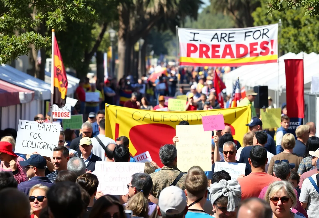 Crowd at a festival in California showing political engagement
