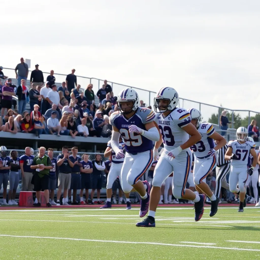 Players in action during a California high school football game