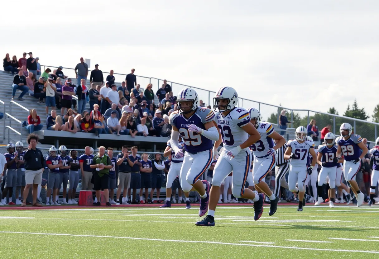 Players in action during a California high school football game